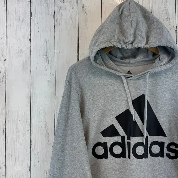 Adidas Grey Essentials Aeroready Graphic Logo Performance Hoodie Size XL - Picture 3 of 13